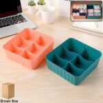 Square Organizer Box with 6 Compartments (Set of 2) - Closeup Embroidery by Nari Haat, Indian ethnic wear, women clot...