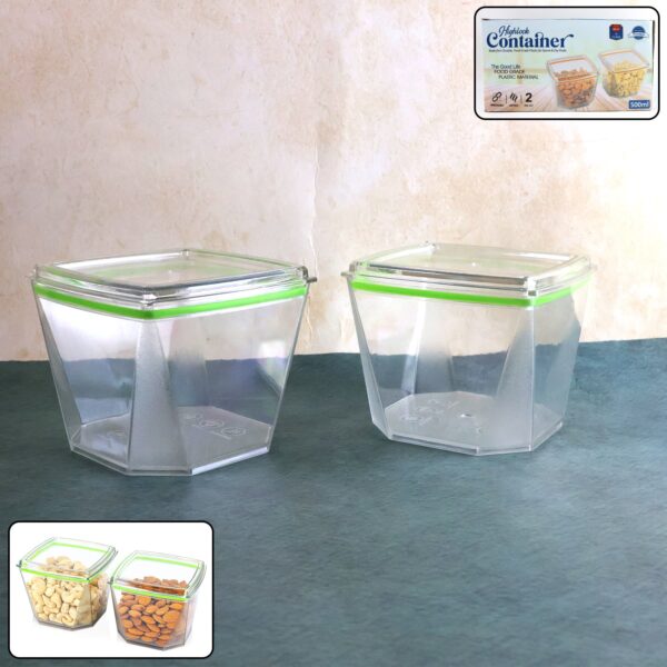 Food Storage Container Set with Leak-Proof Lid (500 ML / 2 Pc) - Front View by Nari Haat, Indian ethnic wear, women c...