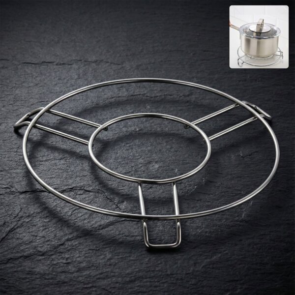 Stainless Steel Round Table Ring Hot Pot Stand (1 Pc) - Front View by Nari Haat, Indian ethnic wear, women clothing, ...