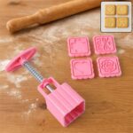 Multipurpose Cookie Biscuit Stamp Mold Set with Press Handle - Front View by Nari Haat, Indian ethnic wear, women clo...
