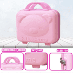 3-Digit Number Lock Kids Bear-Shaped Hard Shell Storage Carry Case with Handle - Fabric Detail by Nari Haat, Indian e...