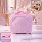 3-Digit Number Lock Kids Bear-Shaped Hard Shell Storage Carry Case with Handle - Front View by Nari Haat, Indian ethn...