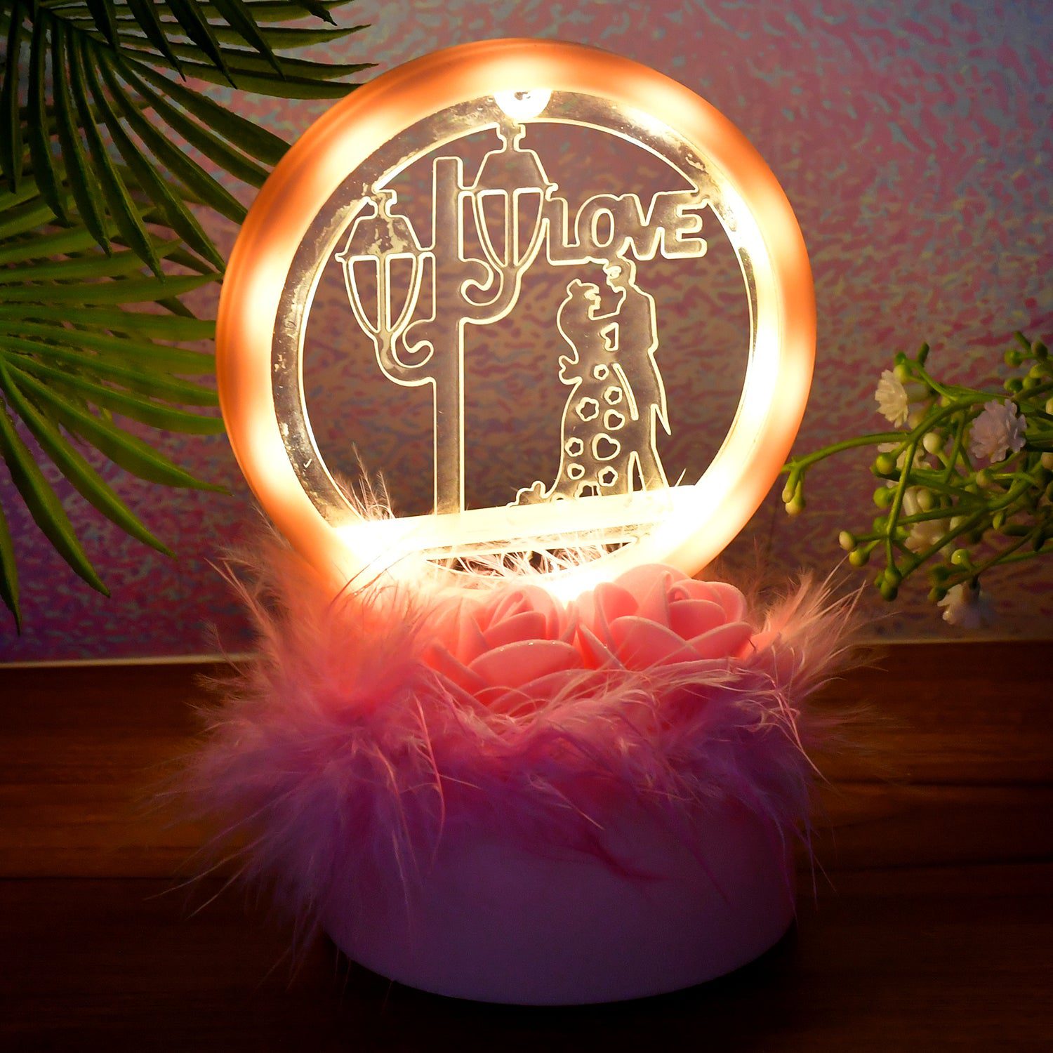 Couple-Showpiece-01_bf2647f7-ab44-4117-8fcd-8d3a59c39a87.jpg Romantic Round Love Couple Decorative Showpiece (1 Pc) - Front View by Nari Haat, Indian ethnic wear, women clothing,...