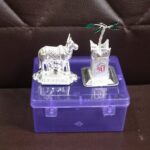Silver-Plated Kamdhenu Cow & Tulsi Plant Pair – Pooja & Home Décor - Full Detail by Nari Haat, Indian ethnic wear,...