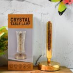 Crystal Table Lamp Sparkle Design Golden Base LED Decorative Bedside Lamp - Back View by Nari Haat, Indian ethnic wea...