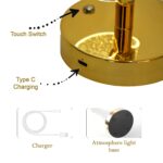 Crystal Table Lamp Sparkle Design Golden Base LED Decorative Bedside Lamp - Closeup Embroidery by Nari Haat, Indian e...