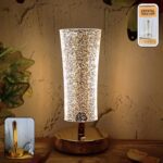 Crystal Table Lamp Sparkle Design Golden Base LED Decorative Bedside Lamp - Front View by Nari Haat, Indian ethnic we...