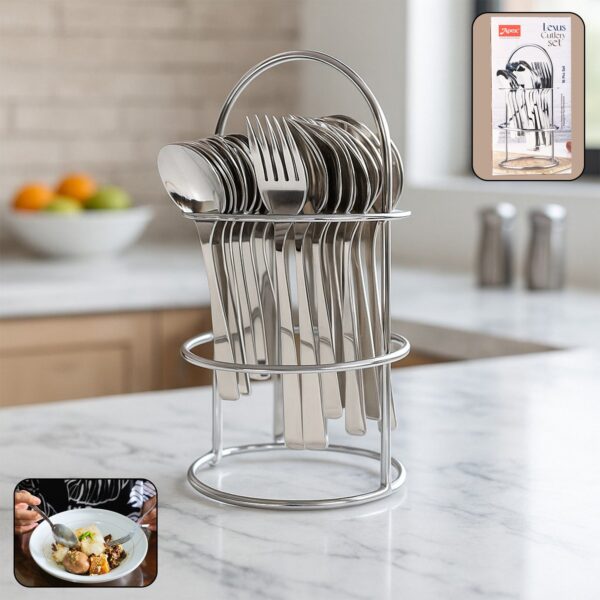 Apex Premium Stainless Steel Cutlery (16  Pc / Set) - Front View by Nari Haat, Indian ethnic wear, women clothing, de...