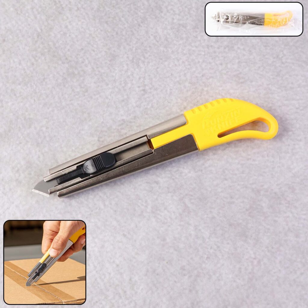 Heavy-Duty Stainless Steel Body Utility Cutter Knife (1 Pc / With 2 Extra Blade) - Front View by Nari Haat, Indian et...