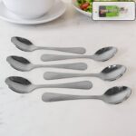 Supermom Diamond Stainless Steel Dining Spoon (6 Pc / Set) - Front View by Nari Haat, Indian ethnic wear, women cloth...