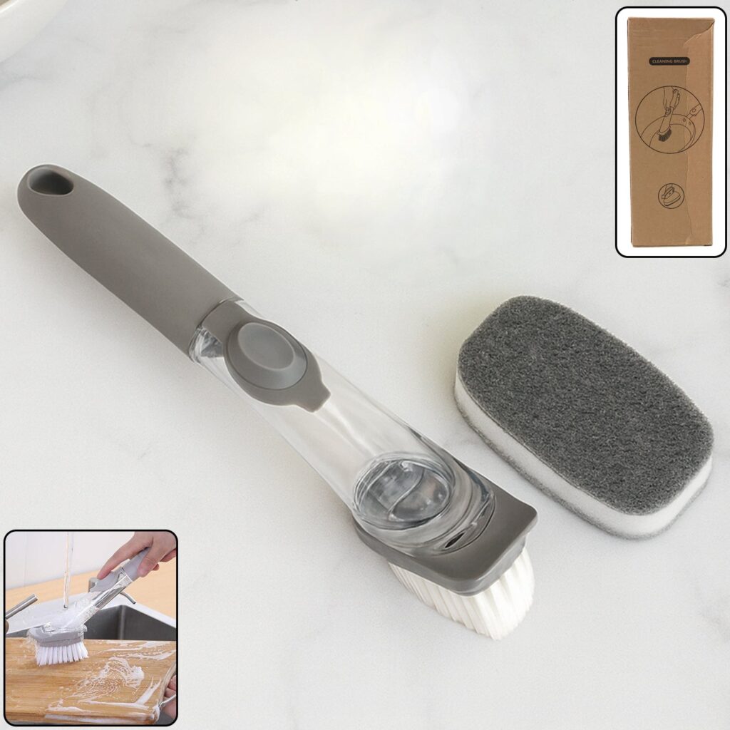 2 in 1 Soap-Dispensing Dish Brush - (Set) - Front View by Nari Haat, Indian ethnic wear, women clothing, designer suit