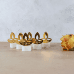 Golden Diya Shaped LED Tealight Candles (6 Pc) - Neckline Detail by Nari Haat, Indian ethnic wear, women clothing, de...
