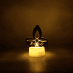 Golden Diya Shaped LED Tealight Candles (6 Pc) - Fabric Detail by Nari Haat, Indian ethnic wear, women clothing, desi...