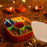 Dry Fruit & Snack Box with Spoon - 1 Set - Fabric Detail by Nari Haat, Indian ethnic wear, women clothing, designer suit
