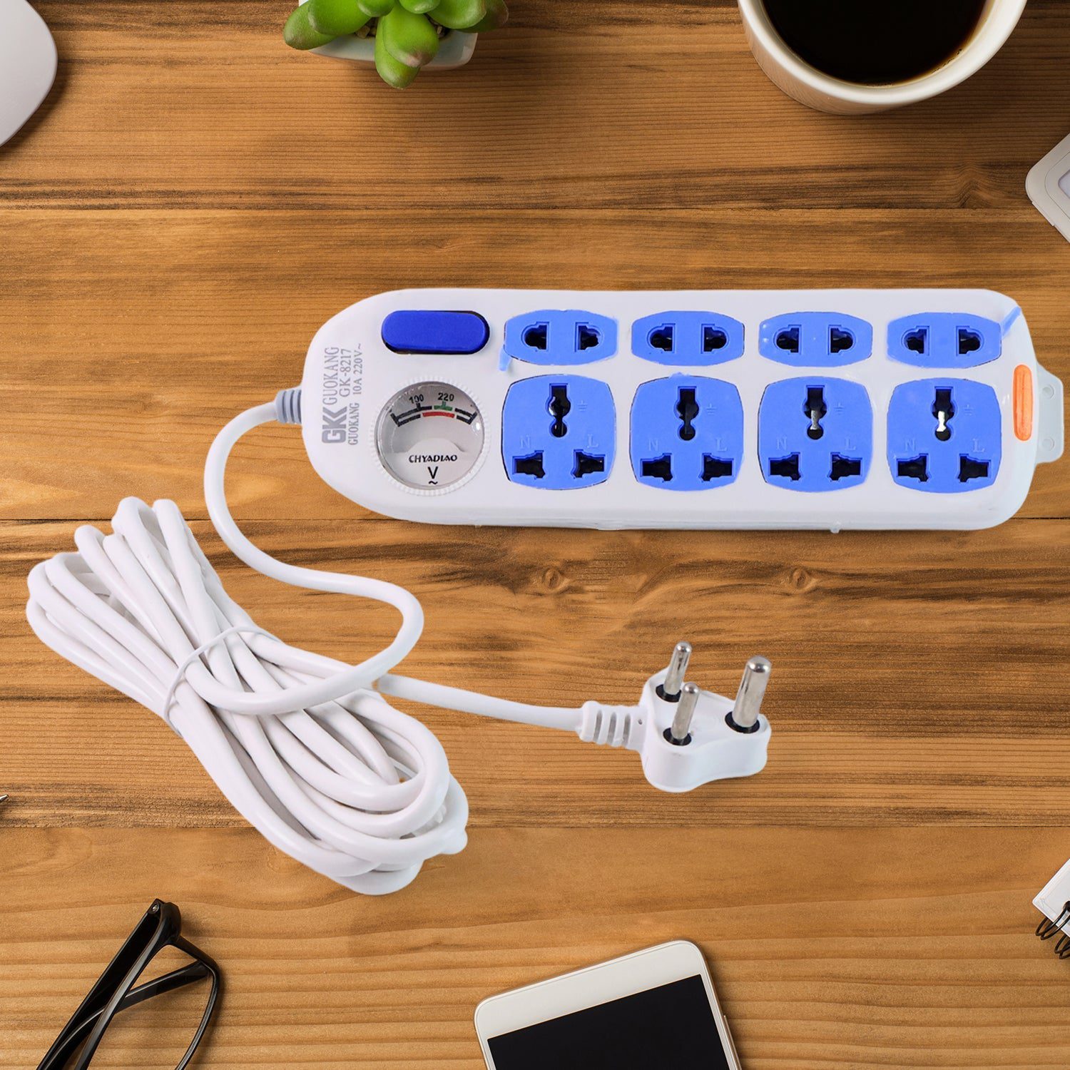 Extension-Board-01_92997386-43f0-4b12-981a-a34bac511772.jpg Heavy Duty Multi 8 Socket Extension Board (1 Pc) - Front View by Nari Haat, Indian ethnic wear, women clothing, desig...