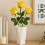 Modern Geometric Hexagon Plastic Flower Vase (1 Pc) - Closeup Embroidery by Nari Haat, Indian ethnic wear, women clot...