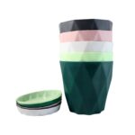 Diamond Design Plastic Flower Pot Set with Drain Tray (5 Pc) - Sleeve Design by Nari Haat, Indian ethnic wear, women ...
