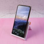 Plastic Foldable Desktop Mobile Stand (1 Pc / White) - Closeup Embroidery by Nari Haat, Indian ethnic wear, women clo...