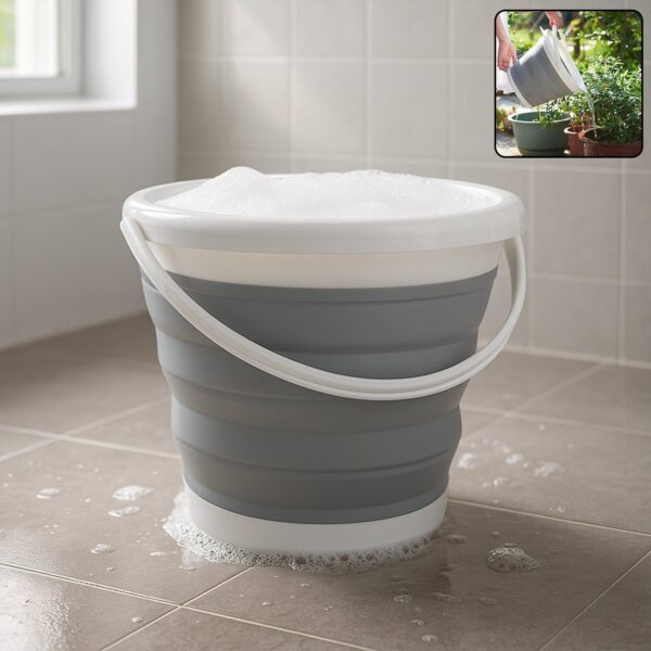 Collapsible Folding Bucket for Cleaning, Car Wash & Travel (1 Pc / 23x16 Cm) - Front View by Nari Haat, Indian ethnic...