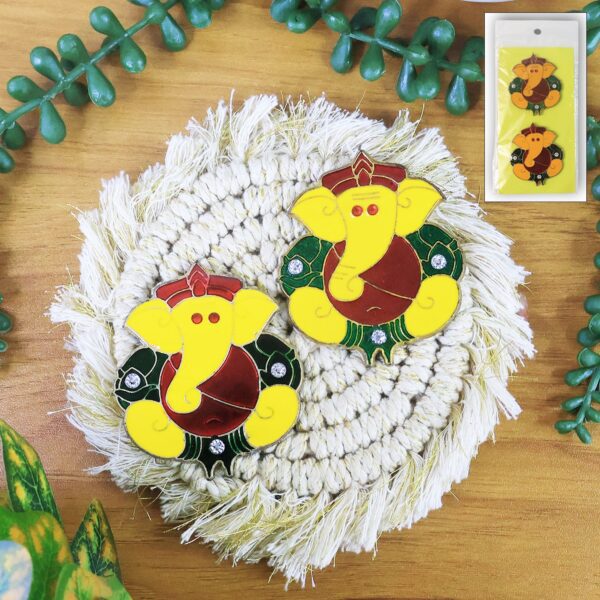 Decorative Lord Ganesha Wall Hanging Stickers (2 Pc) - Front View by Nari Haat, Indian ethnic wear, women clothing, d...