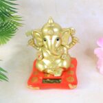 Decorative Religious Large Lord Ganesha Idol with Solar-Powered Base (1 Pc) - Front View by Nari Haat, Indian ethnic ...