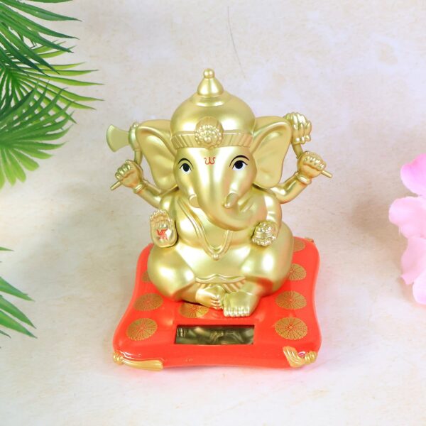 Decorative Religious Large Lord Ganesha Idol with Solar-Powered Base (1 Pc) - Front View by Nari Haat, Indian ethnic ...