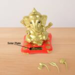 Decorative Religious Large Lord Ganesha Idol with Solar-Powered Base (1 Pc) - Neckline Detail by Nari Haat, Indian et...