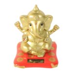 Decorative Religious Large Lord Ganesha Idol with Solar-Powered Base (1 Pc) - Sleeve Design by Nari Haat, Indian ethn...