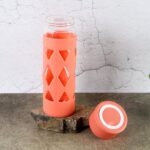 Glass Water Bottle with Protective Sleeve - (1 Pc / 480 ML) - Fabric Detail by Nari Haat, Indian ethnic wear, women c...