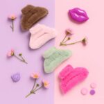 Big-Size Soft Faux Fur Hair Claw Clips (1 Pc) - Fabric Detail by Nari Haat, Indian ethnic wear, women clothing, desig...