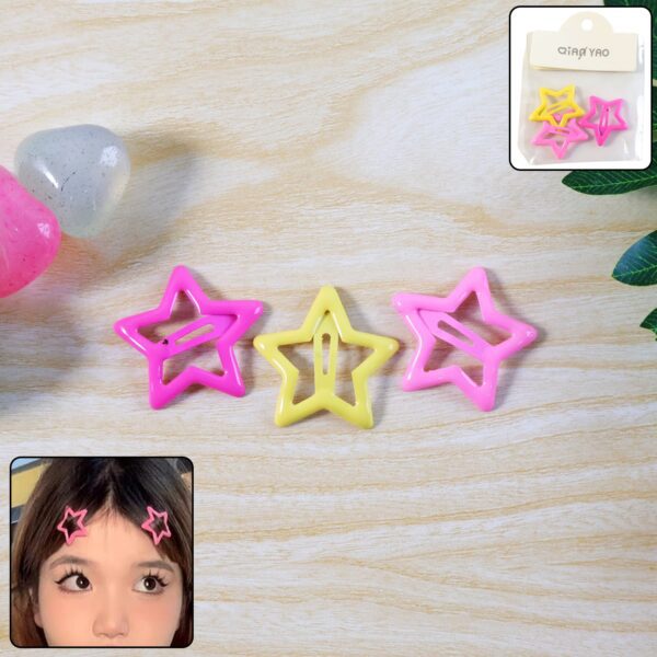 Star-Shaped Hair Clips for Girls - (3 Pc) - Front View by Nari Haat, Indian ethnic wear, women clothing, designer suit