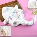 Cute Cartoon Hooded Hair Drying Towel Cap (1 Pc) - Front View by Nari Haat, Indian ethnic wear, women clothing, desig...