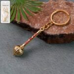 Mace Design “Jai Shree Ram” Golden Keychain (1 Pc) - Front View by Nari Haat, Indian ethnic wear, women clothing,...