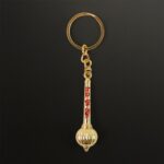 Mace Design “Jai Shree Ram” Golden Keychain (1 Pc) - Neckline Detail by Nari Haat, Indian ethnic wear, women clot...