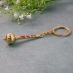 Mace Design “Jai Shree Ram” Golden Keychain (1 Pc) - Closeup Embroidery by Nari Haat, Indian ethnic wear, women c...