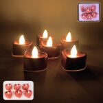 Heart Shape LED Flameless Decorative Candles (6 Pc / Set) - Front View by Nari Haat, Indian ethnic wear, women clothi...
