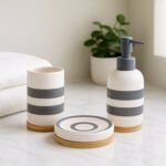 Premium 3-Piece Ceramic Bathroom Accessory Set - Front View by Nari Haat, Indian ethnic wear, women clothing, designe...