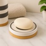 Premium 3-Piece Ceramic Bathroom Accessory Set - Fabric Detail by Nari Haat, Indian ethnic wear, women clothing, desi...