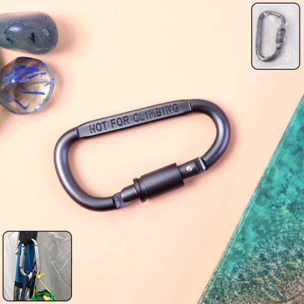 Premium Heavy-Duty Metal Carabiner Hook with Screw Lock (1 Pc) - Front View by Nari Haat, Indian ethnic wear, women c...