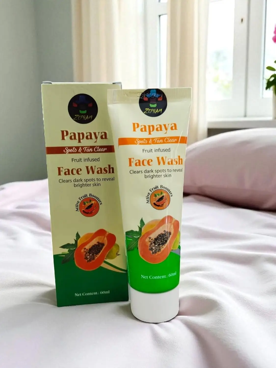 Jaglan Traders Super Glow Papaya Face Wash 60 ml packaging Jaglan Traders Super Glow Charcoal Face Wash – Reduces Tan & Pigmentation, Boosts Glow – 60 ml - Front View by Na...