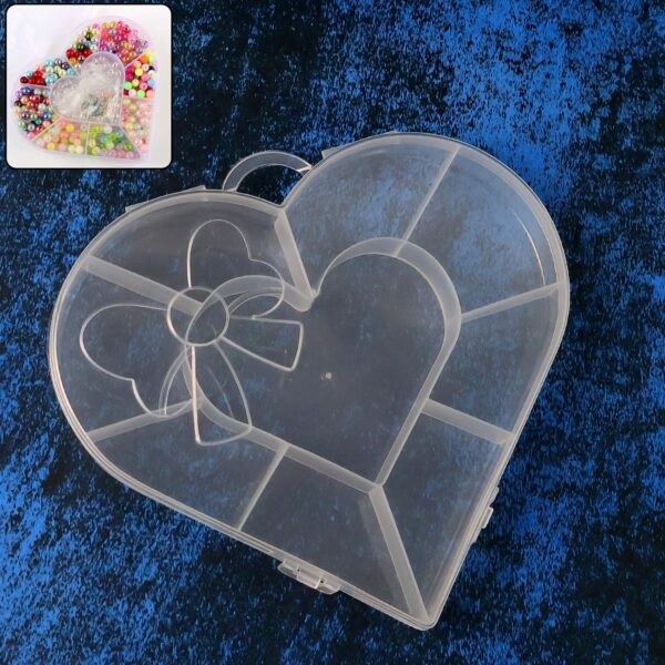 Heart-Shaped Plastic Bead Storage Organizer Box (1 Pc) - Front View by Nari Haat, Indian ethnic wear, women clothing,...