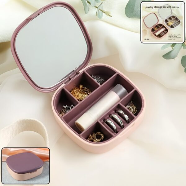 Plastic Jewelry Storage Box with Built-in Mirror & Multi-Section (1 Pc) - Front View by Nari Haat, Indian ethnic wear...