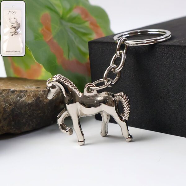 Premium Metallic Horse Shape Keychain (1 Pc) - Front View by Nari Haat, Indian ethnic wear, women clothing, designer ...