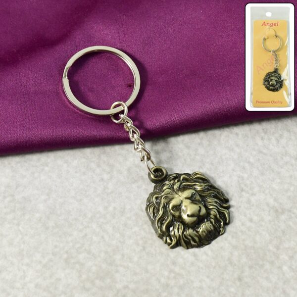 Premium Lion Head Metal Keychain (1 Pc) - Front View by Nari Haat, Indian ethnic wear, women clothing, designer suit