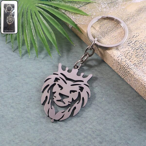 Stylish Metal Lion Head Keychain (1 Pc) - Front View by Nari Haat, Indian ethnic wear, women clothing, designer suit