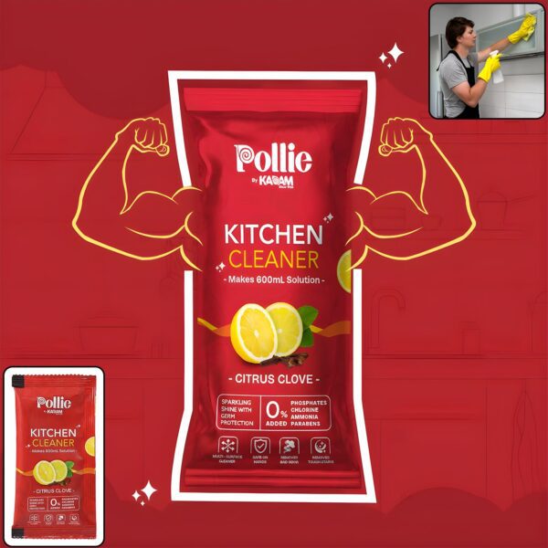 Pollic Kadam Concentrated Kitchen Surface Cleaner Sachet - Front View by Nari Haat, Indian ethnic wear, women clothin...