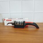 Manual Red & Black Knife Sharpener – 3-Stage Tool for Ceramic & Steel Knives - Full Detail by Nari Haat, Indian eth...