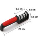 Manual Red & Black Knife Sharpener – 3-Stage Tool for Ceramic & Steel Knives - Neckline Detail by Nari Haat, Indian...