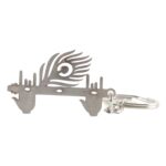 Krishna Flute & Peacock Feather Metal Keychain - (1 Pc) - Sleeve Design by Nari Haat, Indian ethnic wear, women cloth...
