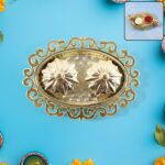Decorative Double Kumkum Dish with Ornate Tray (1 Pc) - Front View by Nari Haat, Indian ethnic wear, women clothing, ...